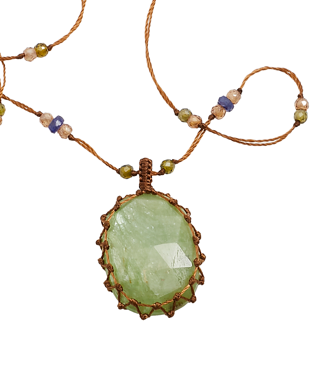 Collana corta tibetana così preziosa - Cianite - Mix di Tormalina Rosa - Filo Beige