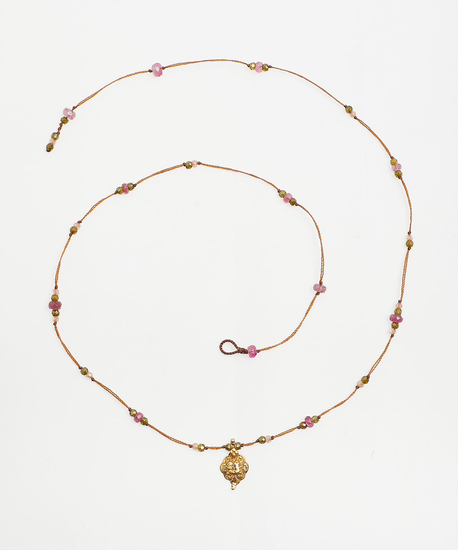 Collier Goldie - Mix Tourmaline Rose - Fil Tabac