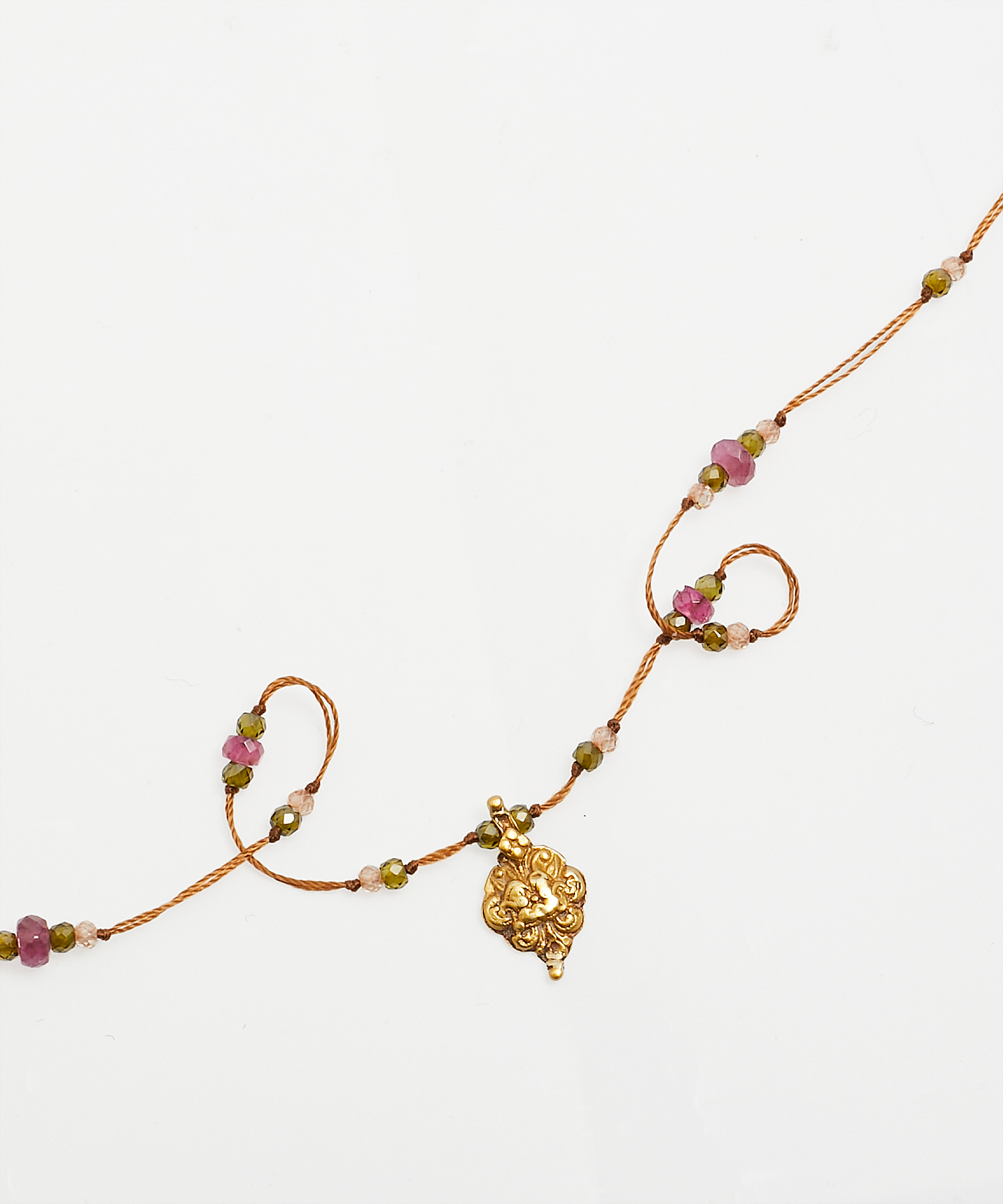 Collier Goldie - Mix Tourmaline Rose - Fil Tabac