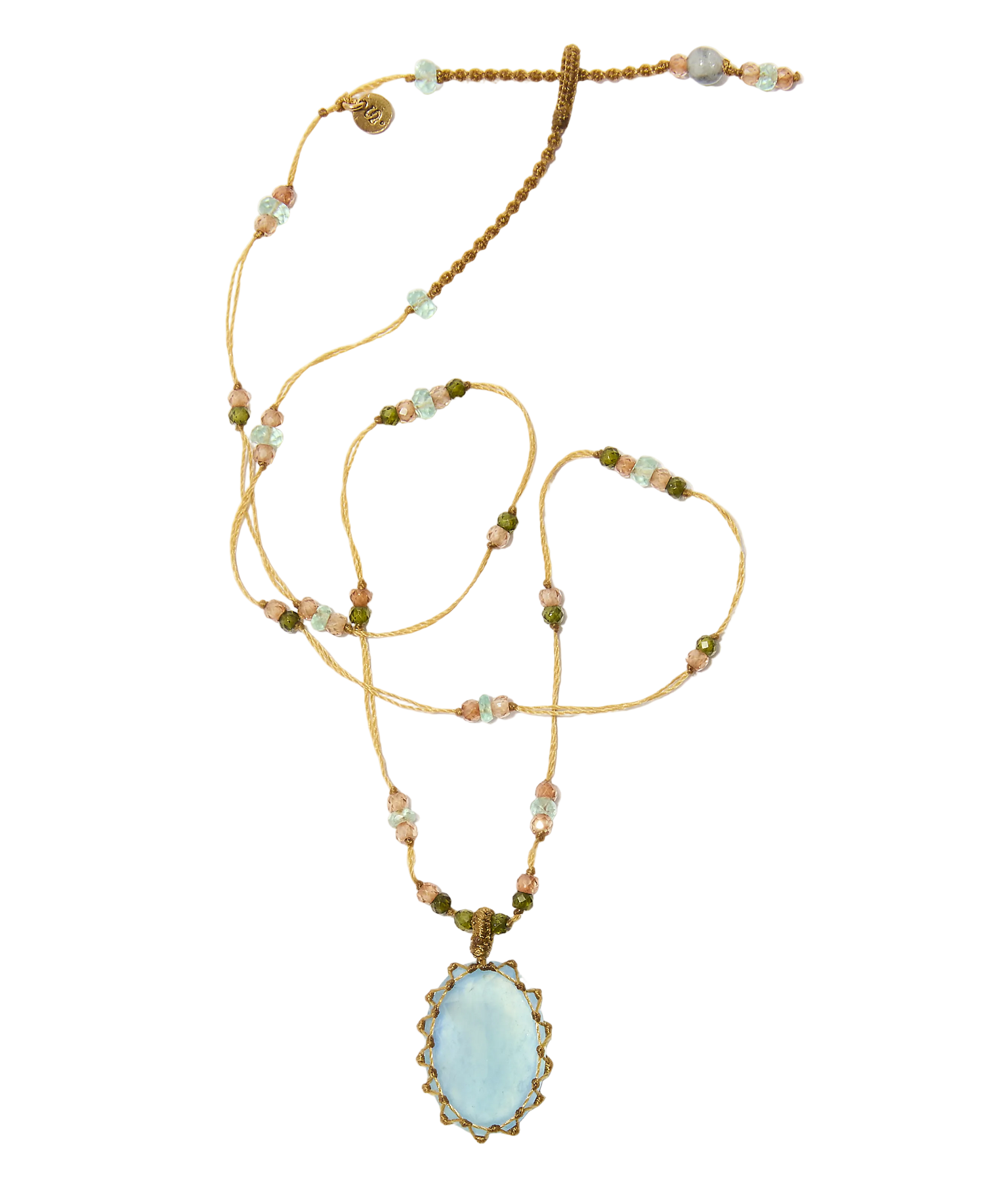 Collana corta tibetana - Crisoprasio - Mix di smeraldi - Filo beige
