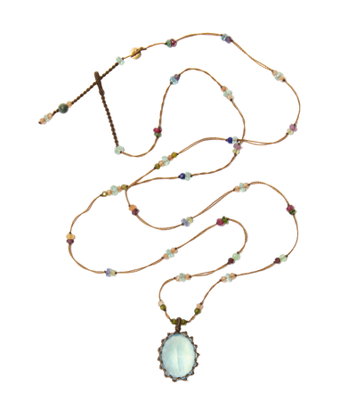 Collier & Bracelet Loopy Duo - Pink Tourmalines & Honey - Plum Thread