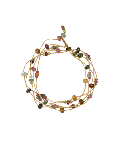 Necklace & Bracelet Laly Tourmalines - Beige Thread