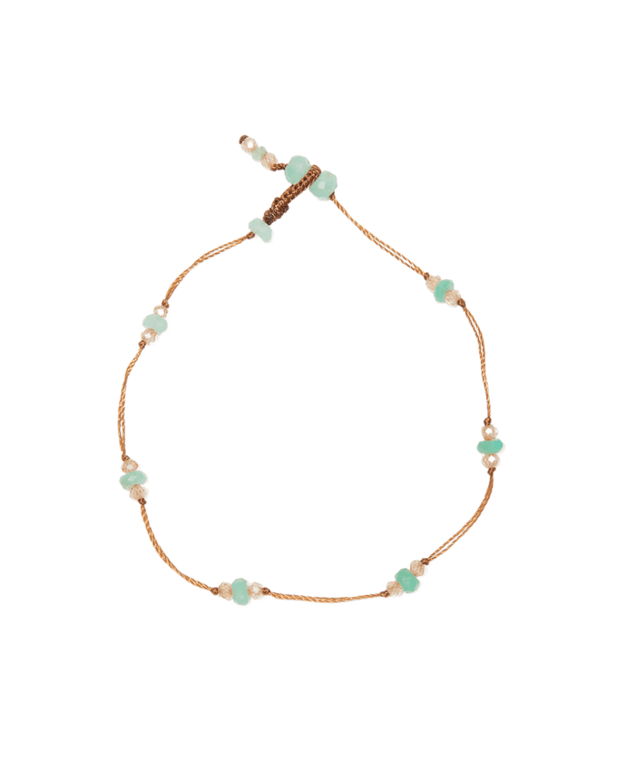 Bracelet T.Bee Duo - Chrysoprase & Champagne - Fil Tabac
