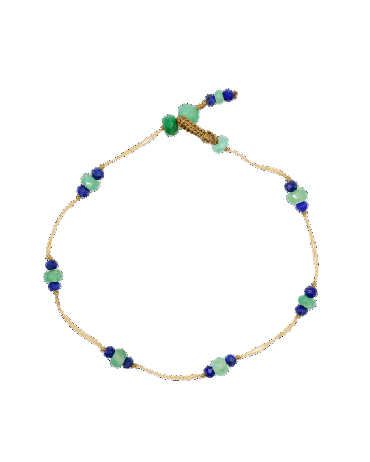 Bracelet T.bee Sharing en Chrysoprase, fil beige