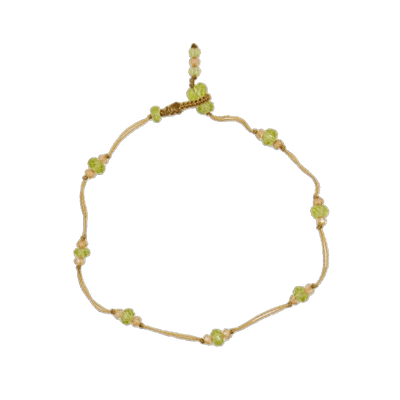 Bracelet T.Bee Duo - Peridot & Champagne - Beige Thread