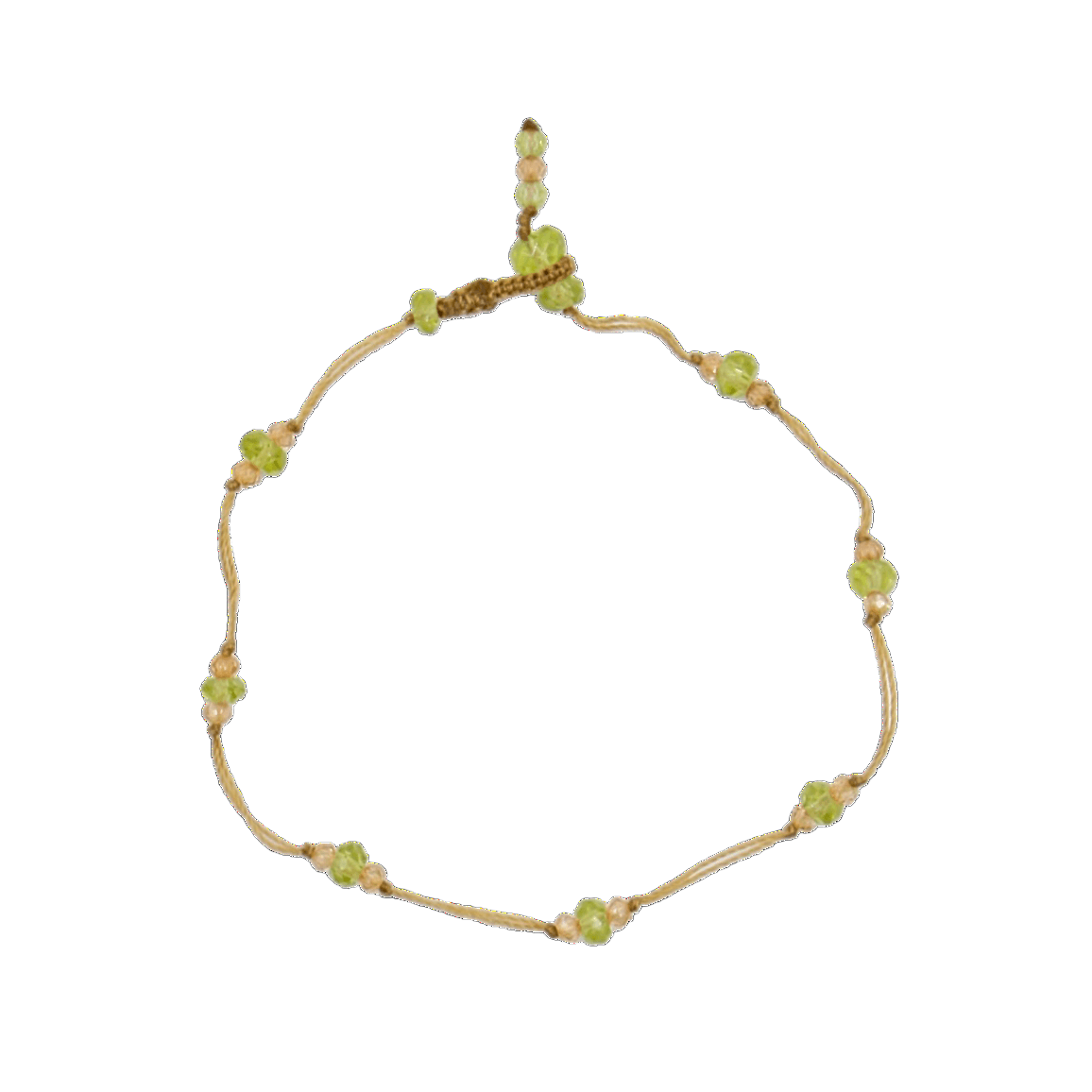 Bracelet T.bee Sharing en Péridot, fil beige