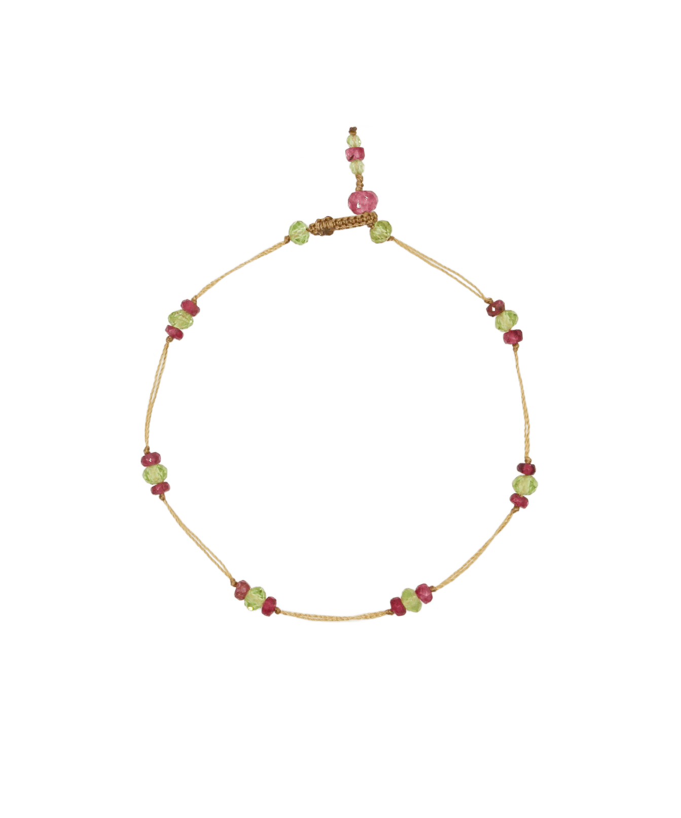 Bracelet T.bee Sharing en Péridot, fil beige
