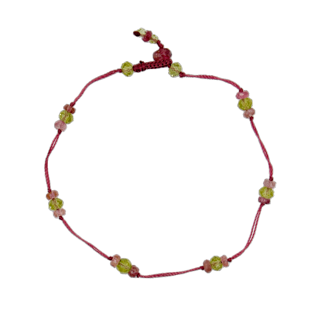 Bracelet T.bee Sharing en Péridot, fil rose