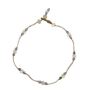 Bracelet T.Bee Duo - Peridot & Violets - Tobacco Thread