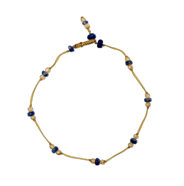 Bracelet T.bee Sharing en Saphir, fil beige