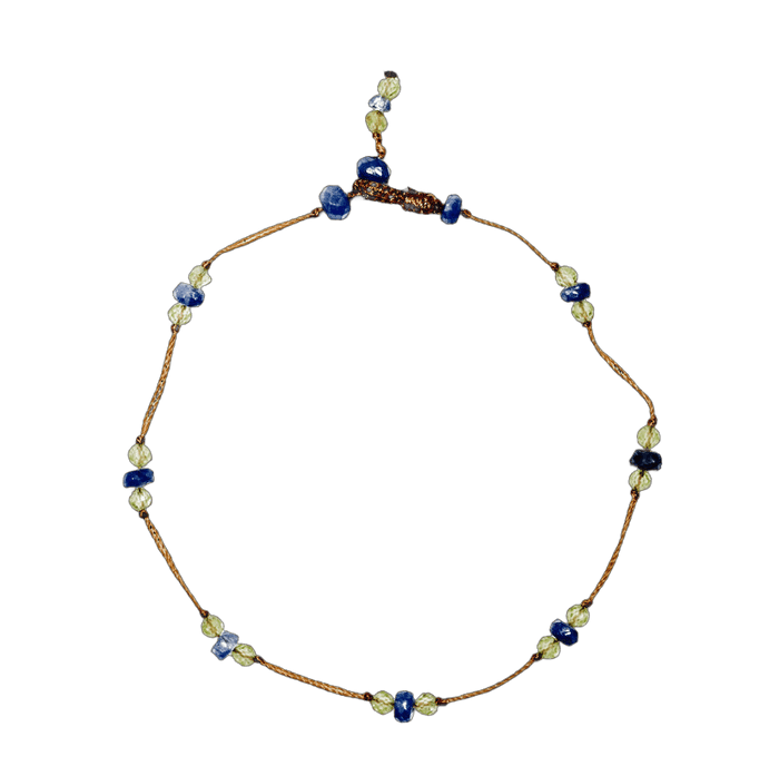 Bracelet T.Bee Duo - Saphir Bleu & Péridot - Fil Tabac