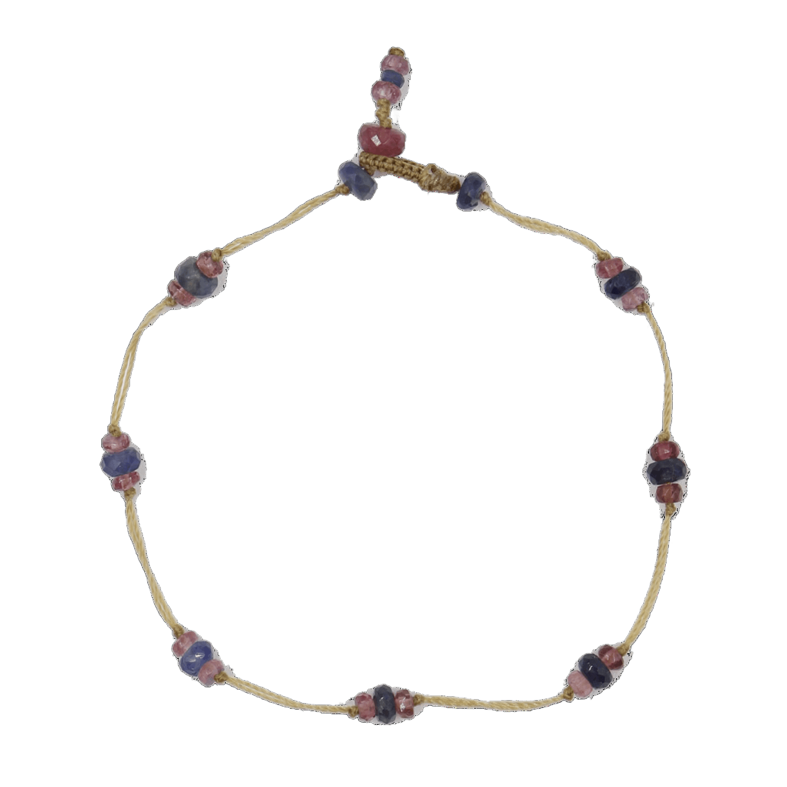 Bracelet T.bee Sharing en Saphir, fil beige