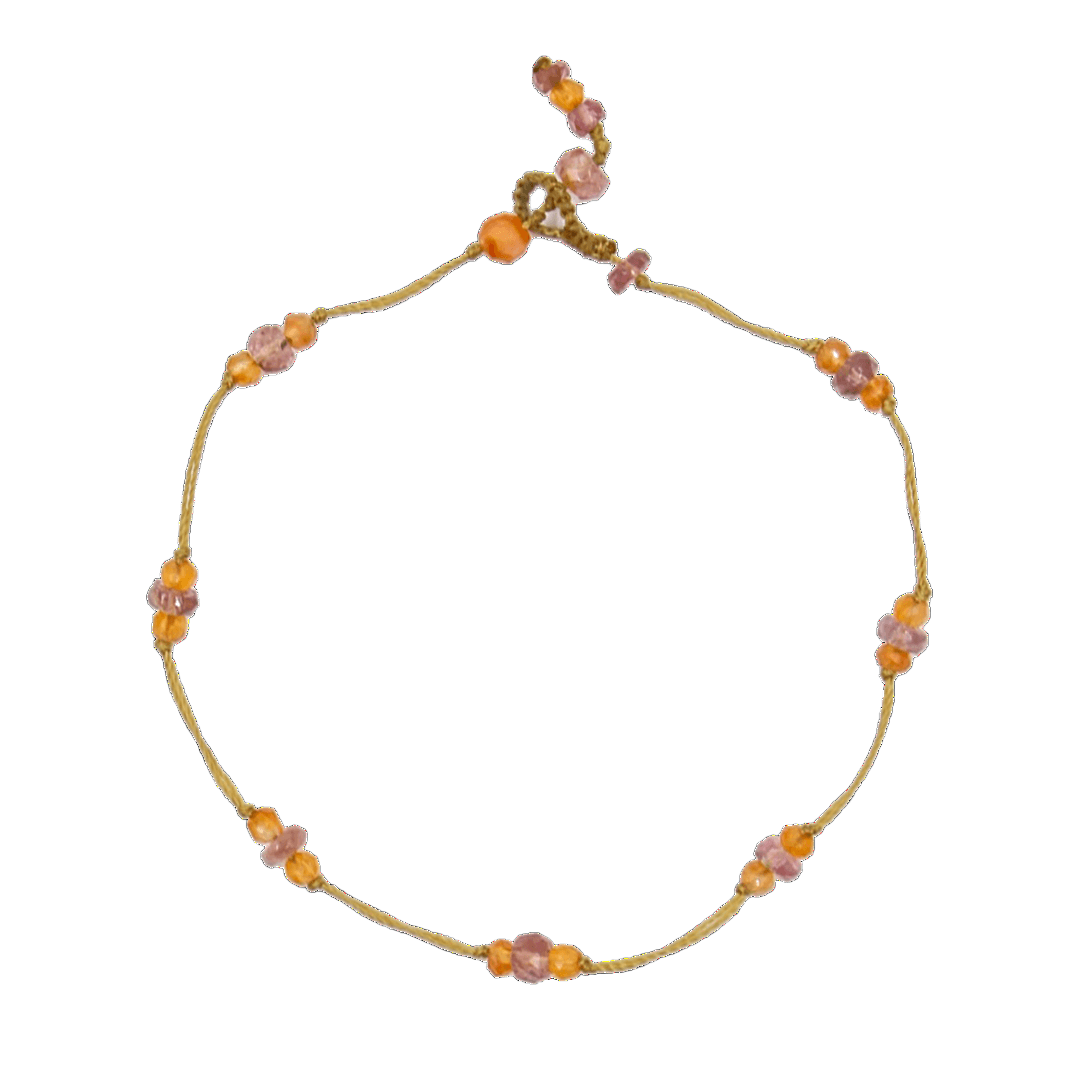 Bracelet T.bee Sharing en Cornaline, fil beige
