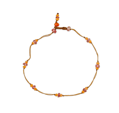 Bracelet T.Bee Duo - Tourmaline Rose & Cornaline - Fil Tabac