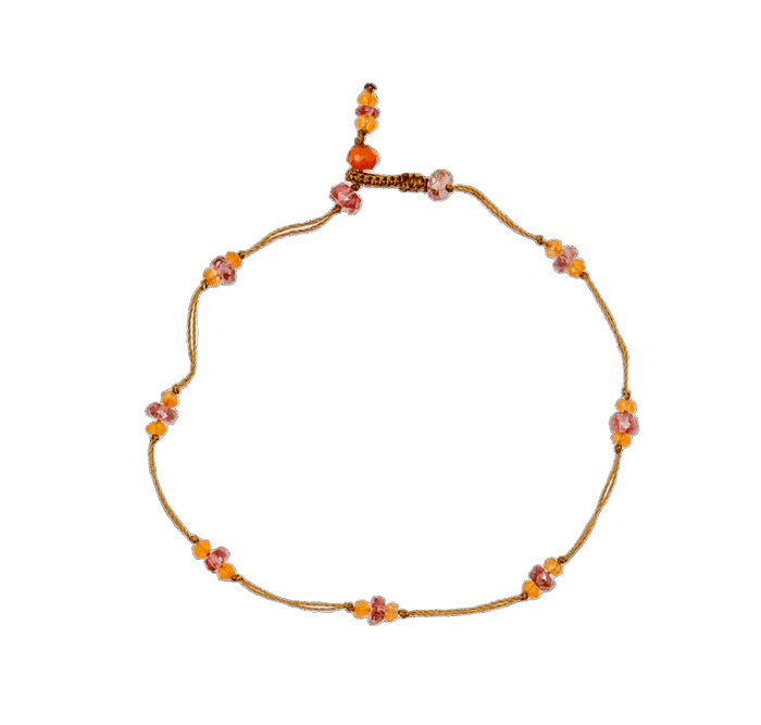 Bracelet T.Bee Duo - Tourmaline Rose & Cornaline - Fil Tabac