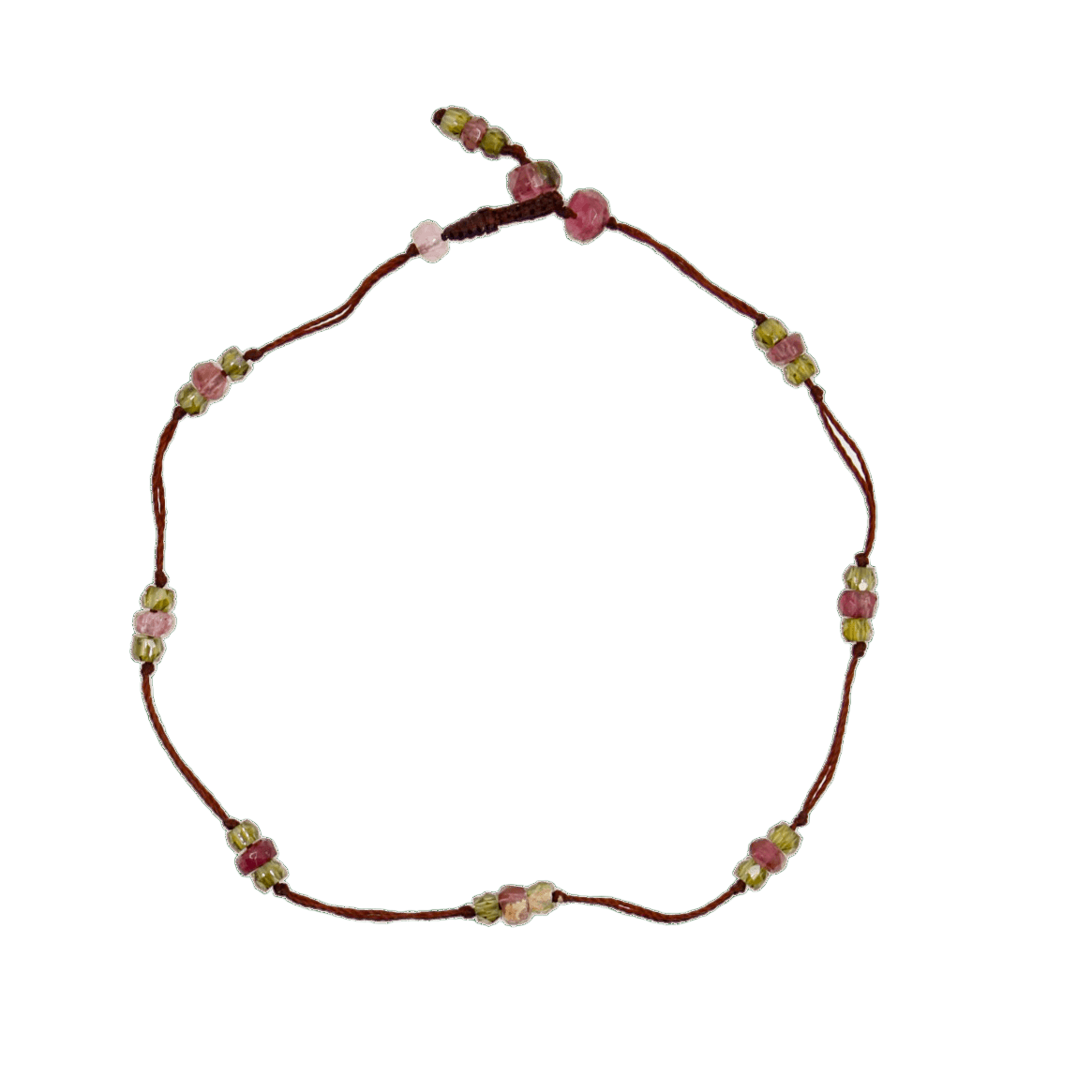 Bracelet T.bee Sharing en Tourmaline Rose, fil prune