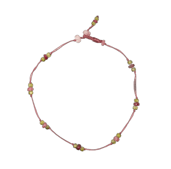 Bracelet T.Bee Duo - Tourmaline Rose & Henne - Fil Rose Indien