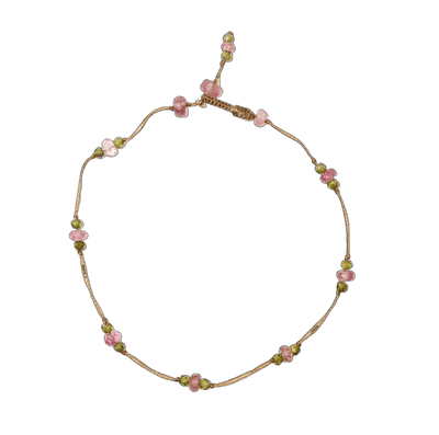 Bracelet T.Bee Duo - Tourmaline Rose & Henne - Fil Tabac