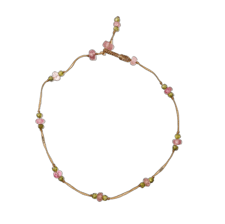 Bracelet T.bee Sharing en Tourmaline Rose, fil tabac
