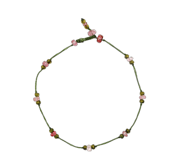 Bracelet T.bee Sharing en Tourmaline Rose, fil vert