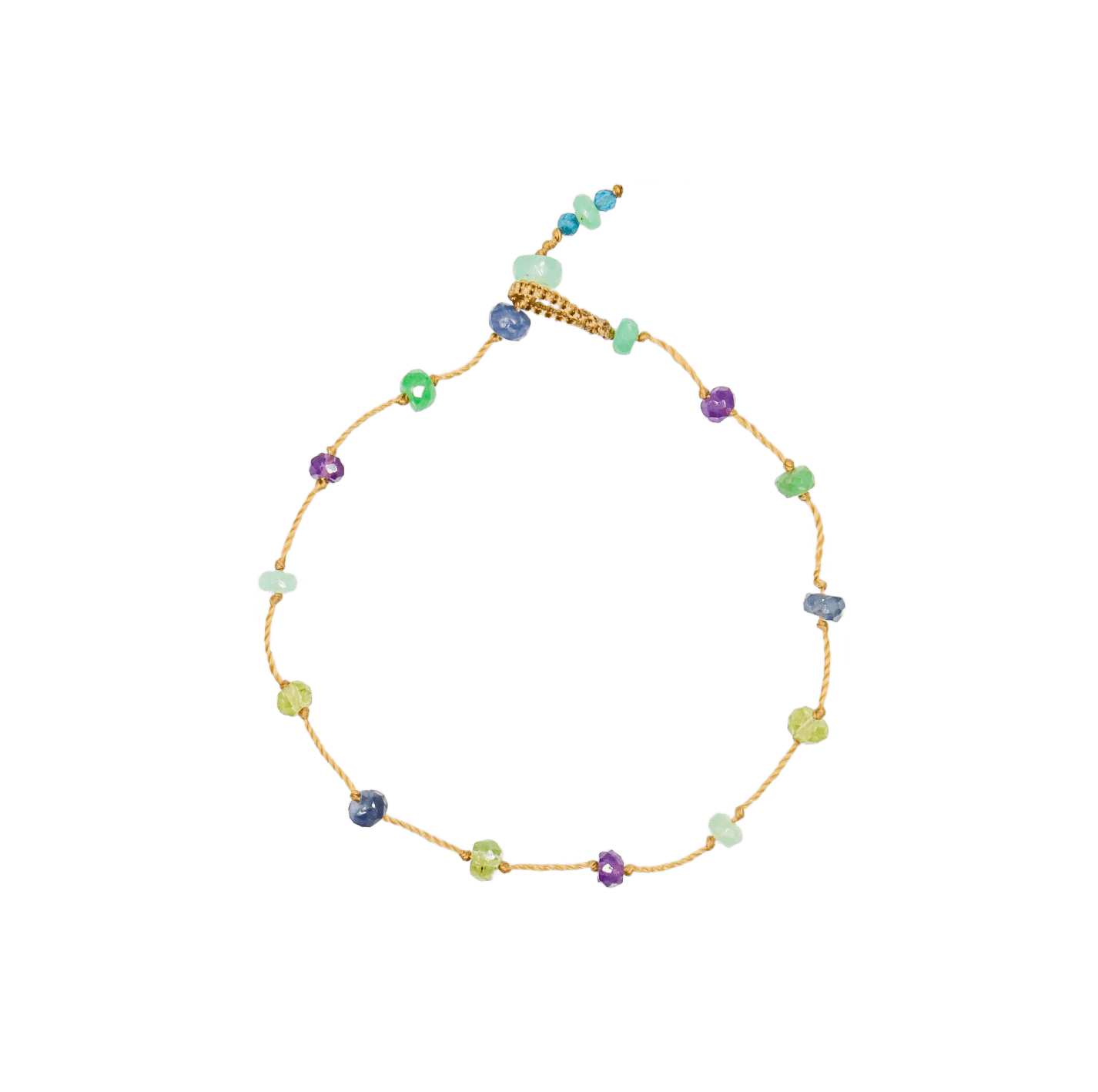 Bracelet T.bee Sharing en Chrysoprase, fil beige