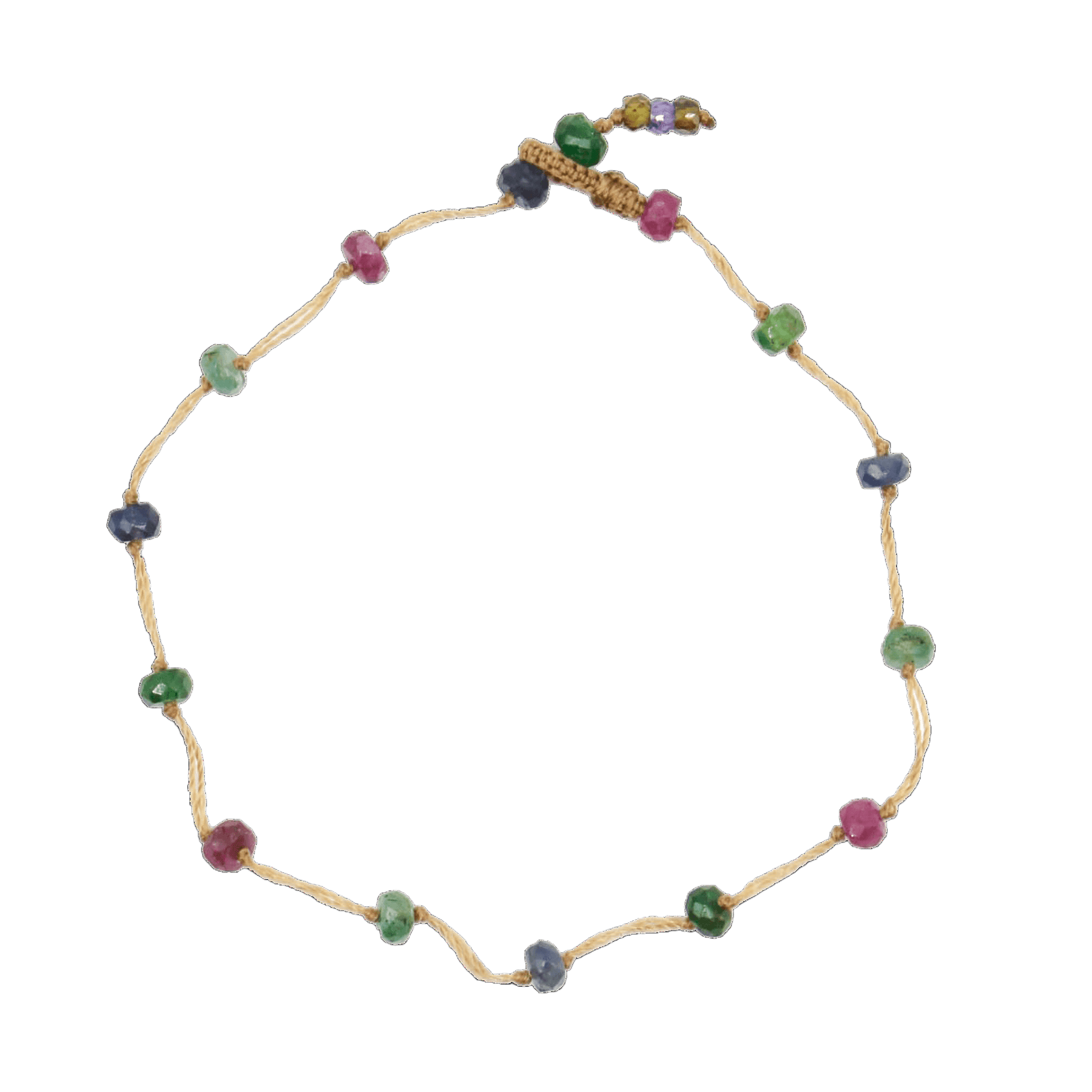 Bracelet T.bee Sharing en Rubis, fil beige