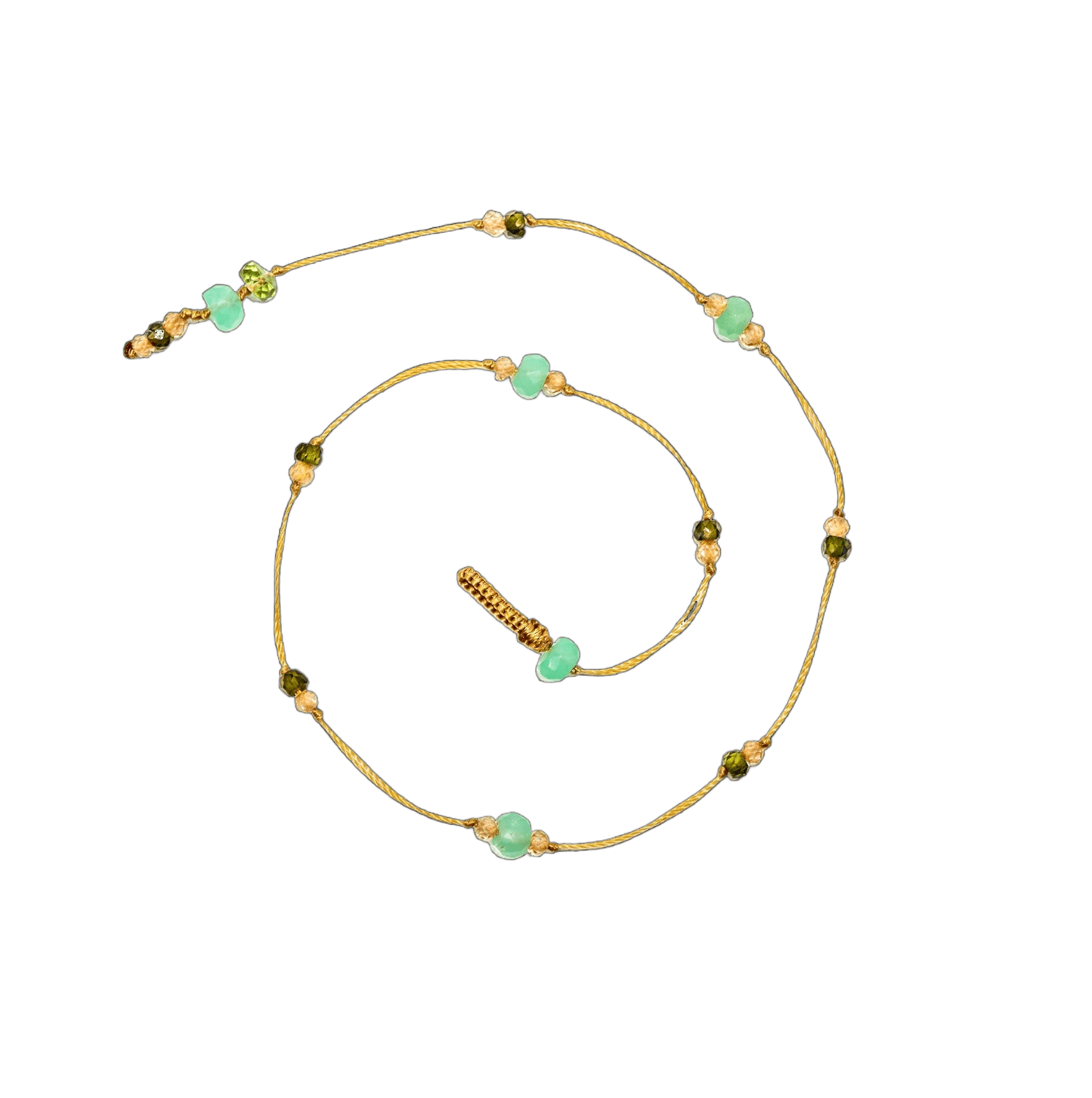 Bracelet de Cheville Anky Sharing en Chrysoprase, fil beige, 27 cm
