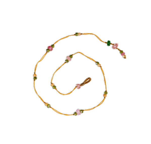 Bracelet de Cheville Anky Duo Tourmaline Rose & Zirconiums - Fil Tabac