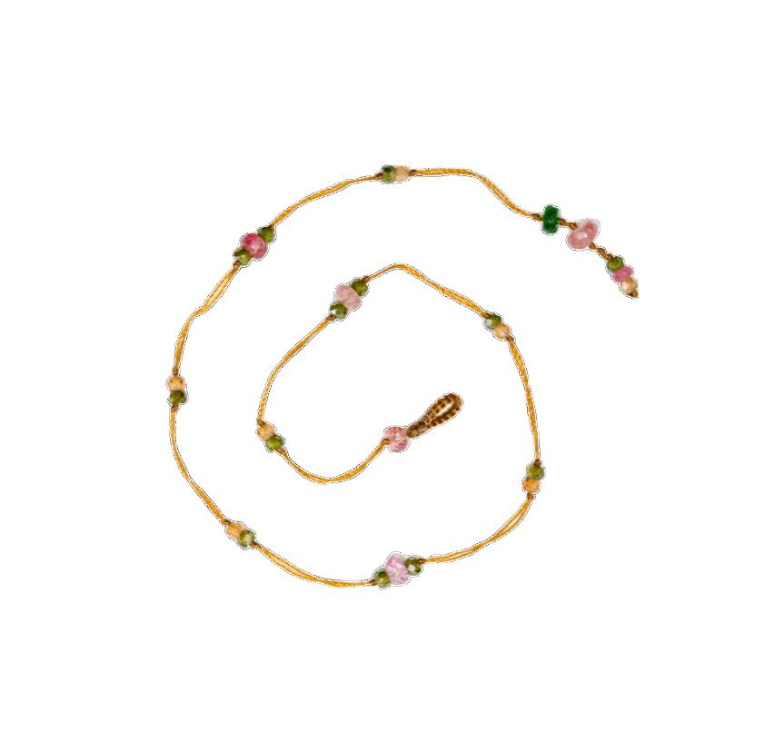 Bracelet de Cheville Anky Sharing en Tourmaline Rose, fil tabac, 27 cm