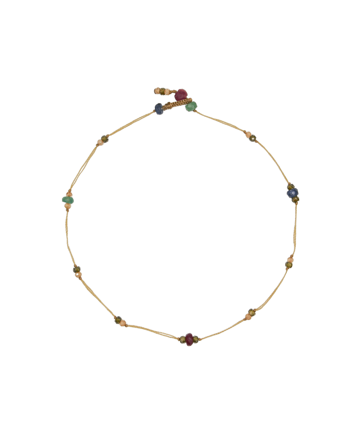 Bracelet de Cheville Anky Sharing en Rubis, fil beige, 27 cm