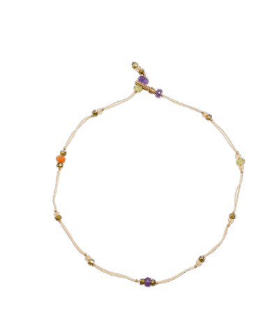 Bracelet de Cheville Anky Sparkly Améthyste - Fil Beige