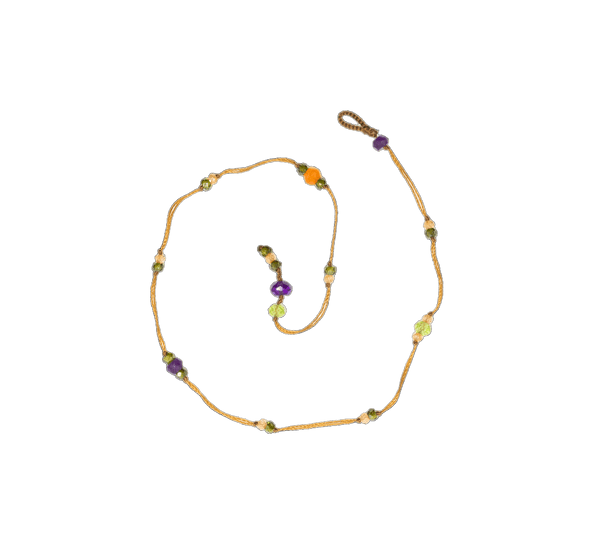 Ankle Bracelet Anky Sparkly Amethyst - Tobacco Thread