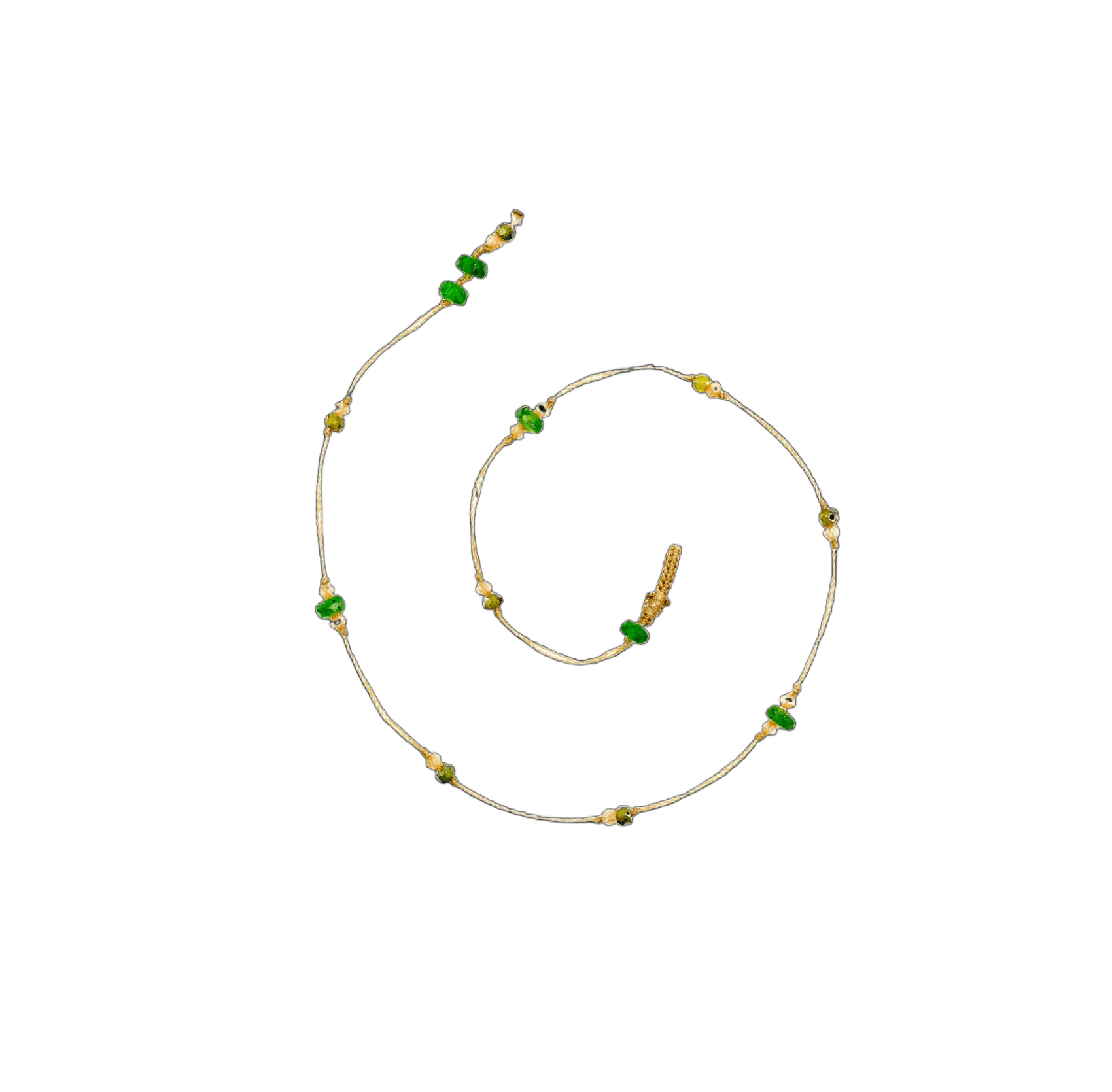 Bracelet de Cheville Anky Sharing en Tsavorite, fil beige, 27 cm