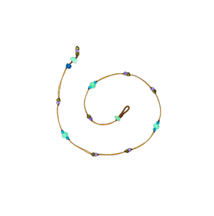 Bracelet de Cheville Bracelet de Cheville Anky Duo Chrysoprase & Apatite - Fil Tabac