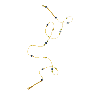 Collier Chocker Woopy - Saphir & Champagne - Fil Beige