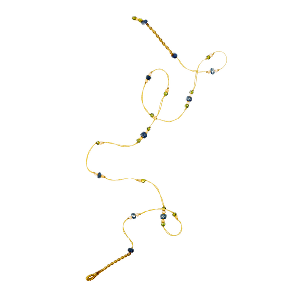 Collier Chocker Woopy - Saphir & Champagne - Fil Beige