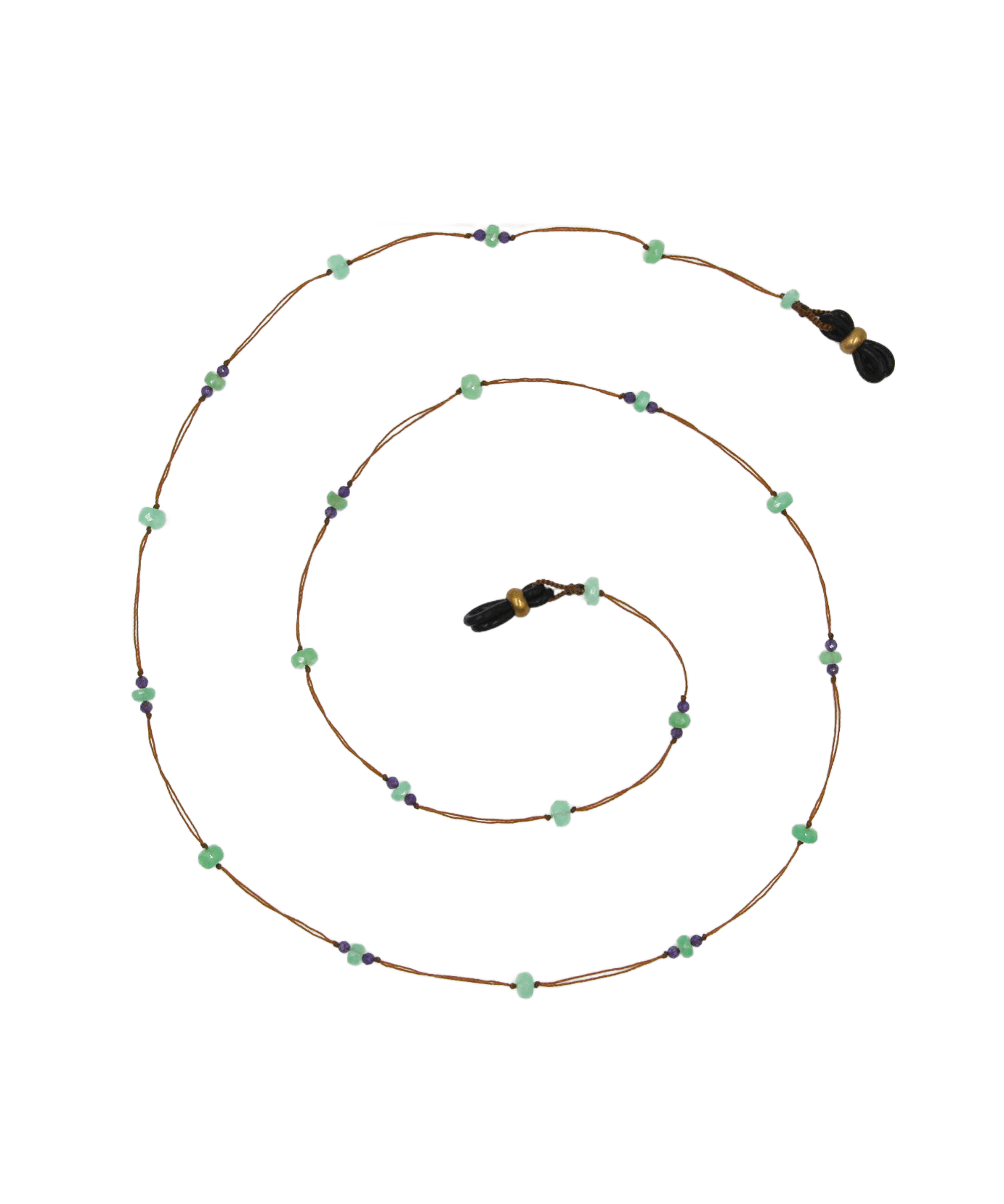 Chaîne de Lunettes Lucy Sharing en Chrysoprase, fil tabac, 68 cm