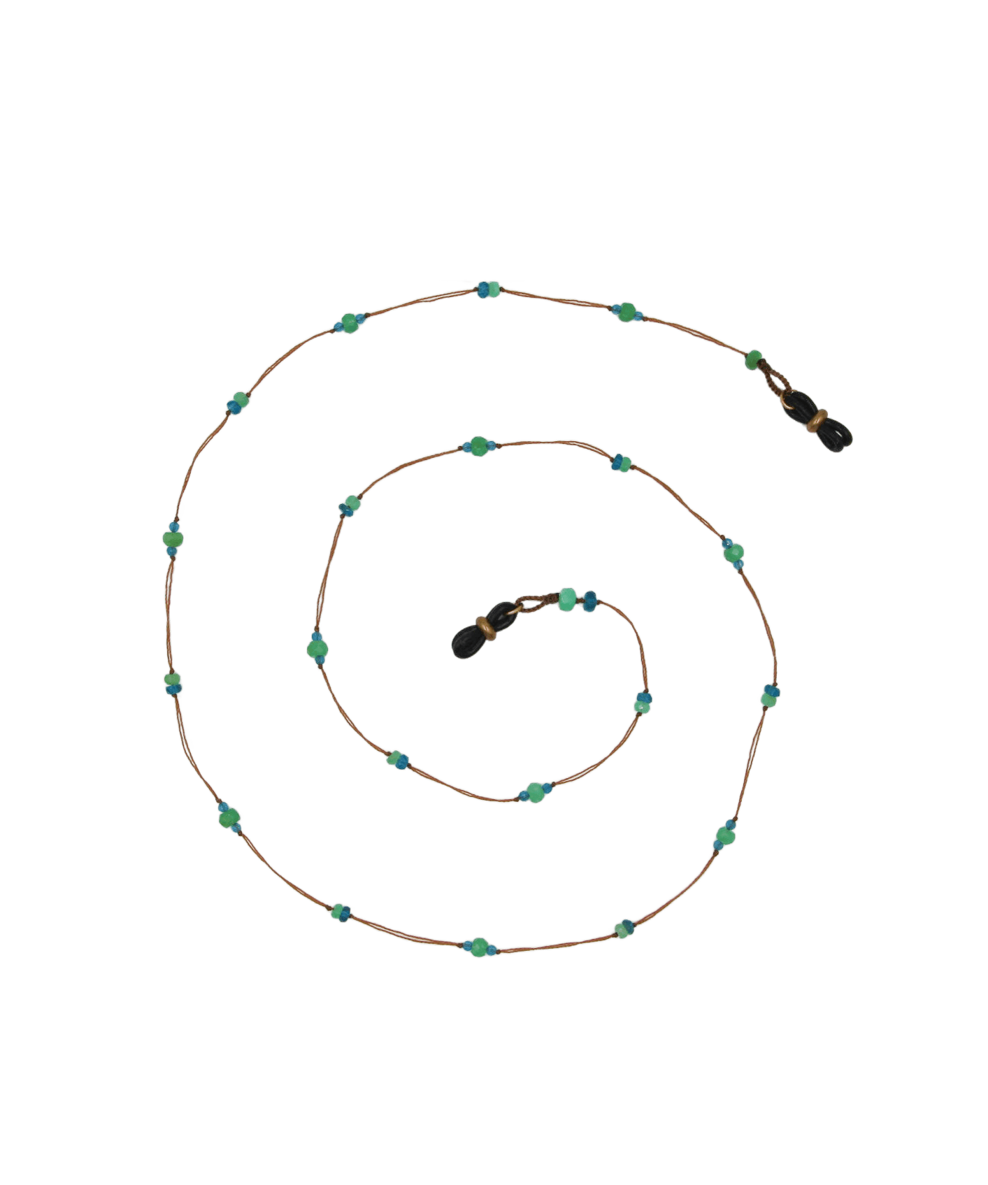 Chaîne de Lunettes Lucy Sharing en Chrysoprase, fil tabac, 68 cm