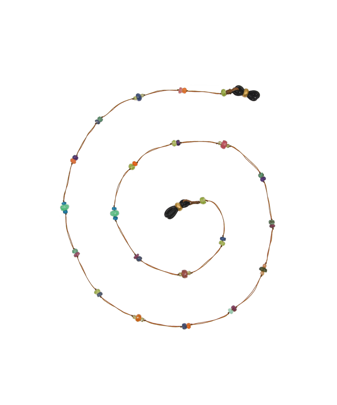 Chaîne de Lunettes Lucy Sharing en Chrysoprase, fil tabac, 68 cm