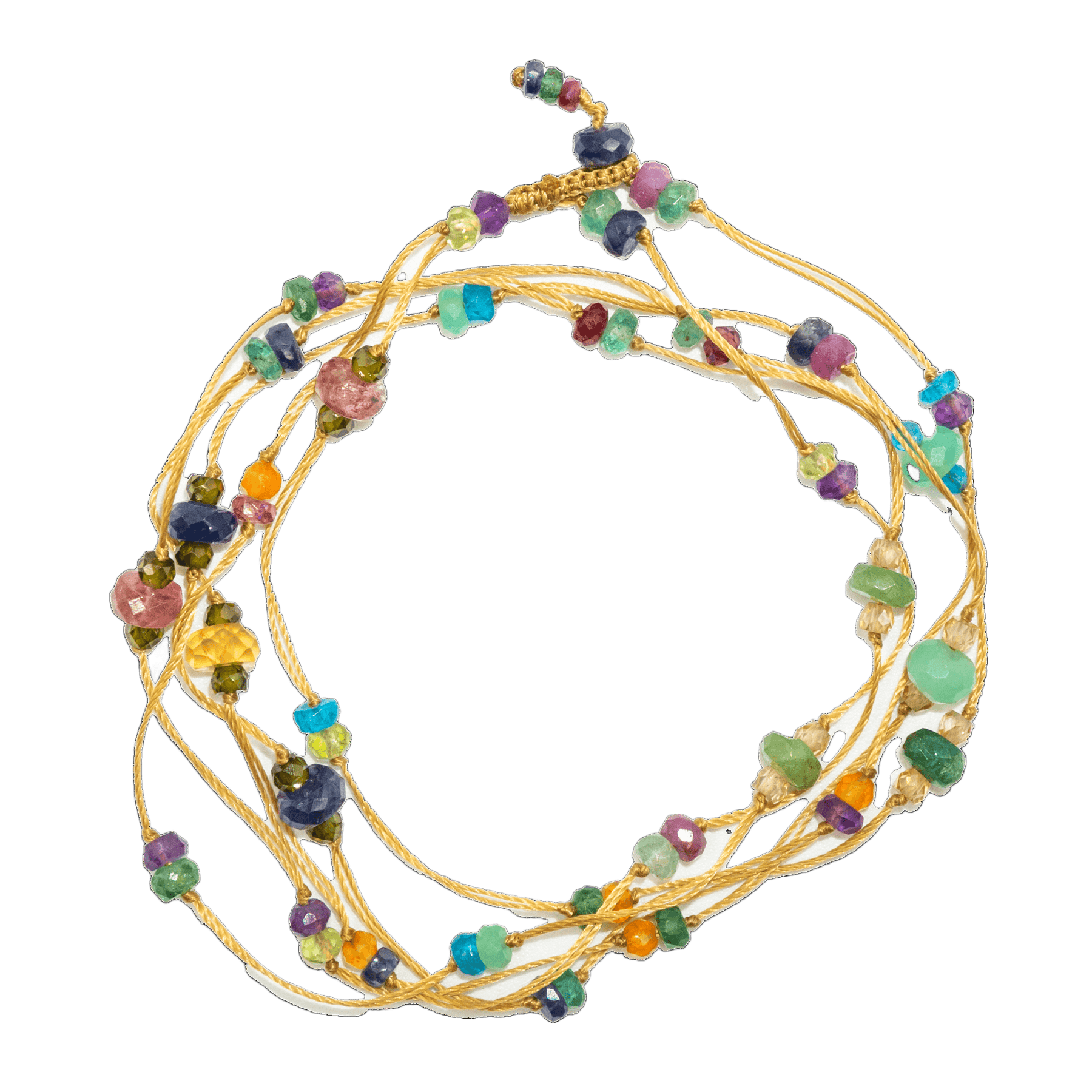 Collier & Bracelet Modulable Laly Sharing en Tourmaline Rose, fil beige, 88 cm