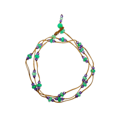 Collier & Bracelet Loopy Duo - Chrysoprase & Violets - Fil Tabac