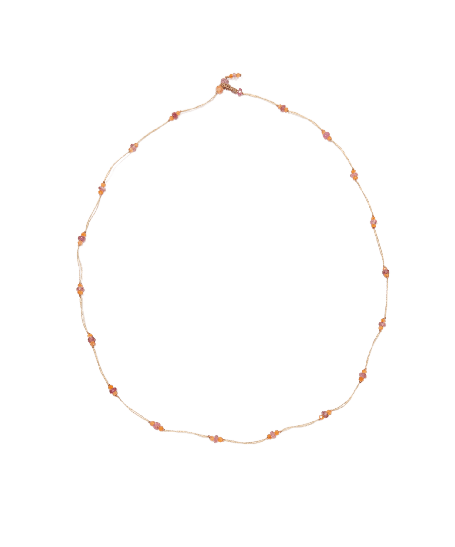 Collier & Bracelet Modulable Loopy Sharing en Cornaline, fil beige, 52 cm