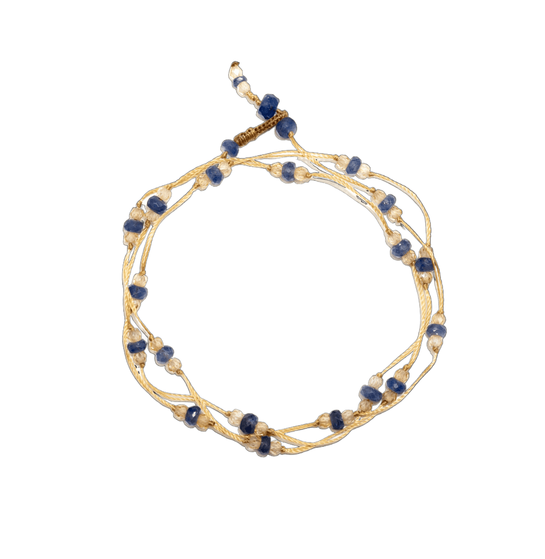 Collier & Bracelet Modulable Loopy Sharing en Saphir, fil beige, 52 cm