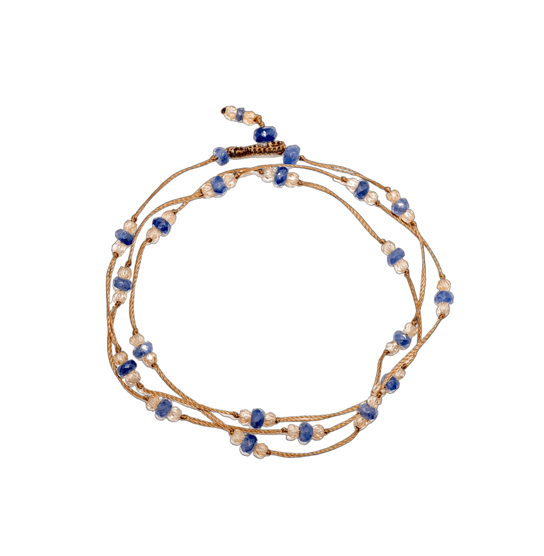 Collier & Bracelet Modulable Loopy Sharing en Saphir, fil tabac, 52 cm