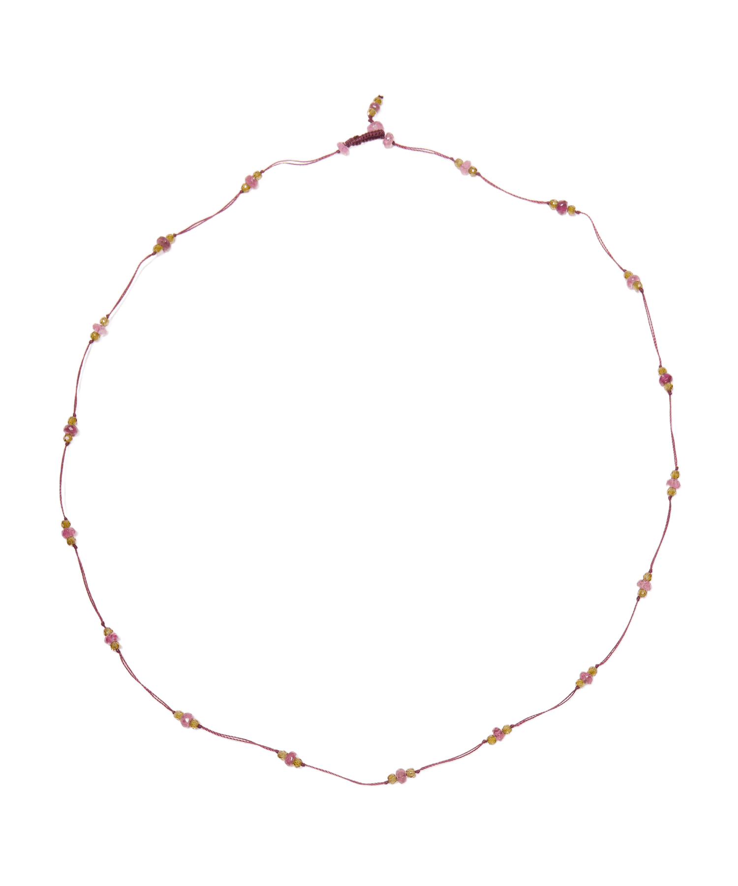 Collier & Bracelet Modulable Loopy Sharing en Tourmaline Rose, fil prune, 52 cm