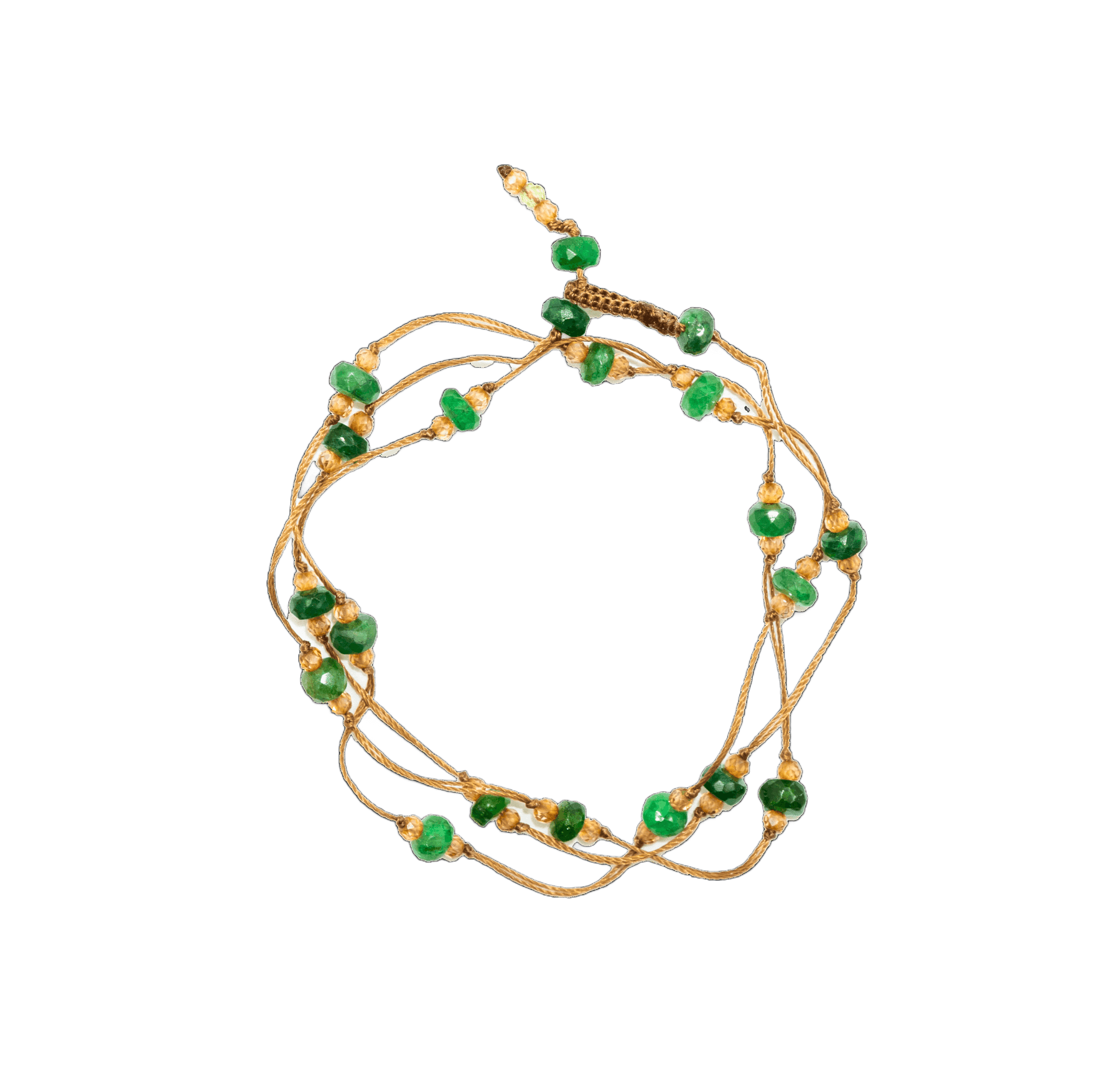 Collier & Bracelet Modulable Loopy Sharing en Tsavorite, fil tabac, 52 cm