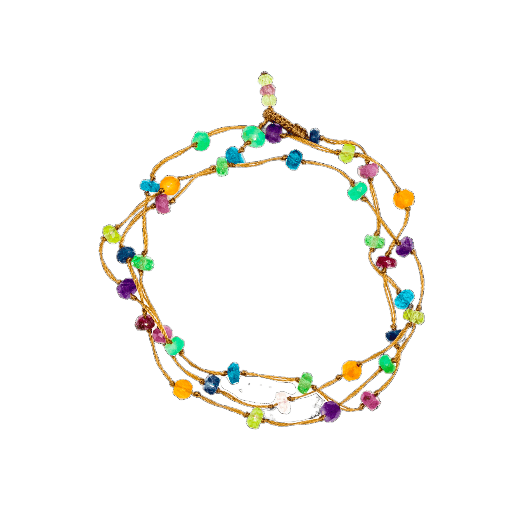Collier & Bracelet Modulable Loopy Sharing en Cornaline, fil tabac, 52 cm