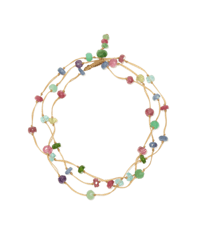 Collier & Bracelet Loopy Fairy - Rubis - Fil Beige