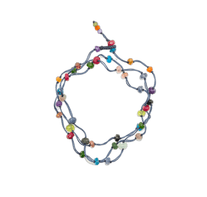 Collier & Bracelet Loopy Fairy - Rubis - Fil Bleu