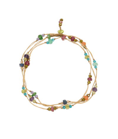 Collier & Bracelet Loopy Sparkly - Fil Beige